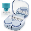 Contact Lens Case with Cleaner Washer, Travel Size Cute Colored Contact Lenses Applicator Removal Tool Kit with Mirror Solution Bottle for Daily Outdoor (Blue)