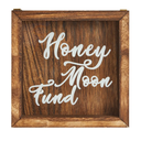 Juvale Honeymoon Fund Box Wedding Decorations for Reception - 7 x 7 Inch Wooden Rustic Wedding Card Box