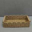 CubesLand Scalloped Edge Toilet Paper Storage Basket, Living Room Home Cozy Decor Basket, Paper Rope Small Baskets for Over Toilet Storage Shelf, End Table, Shelves, with 2 Wooden Handles, Beige