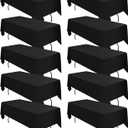10 Pack Black Tablecloths for 8ft Rectangle Tables 60 x 126 Inch - Polyester Table Cover Stain and Wrinkle Resistant Washable Fabric Table Clothes for Wedding Party Banquet Reception Restaurant