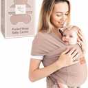 Baby Wrap Carrier - Premium Cotton Baby Carrier Wrap for Newborn to Toddler- Infant Carrier- Baby Holder One Size Fits All with Front Pocket(Beige) by Max&so