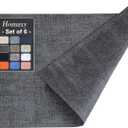 Homaxy Faux Leather Heat Resistant Placemats for Dining Table Set of 6, Waterproof Wipeable Washable PU Table Mats, Easy to Clean Anti-Slip Place Mats, 11.8" x 17", Dark Grey