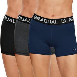 Women's Spandex Compression Volleyball Shorts 3" Workout Pro Shorts for Women (3 Pack: Black/ Navy Blue/ Charcoal, X-Small)