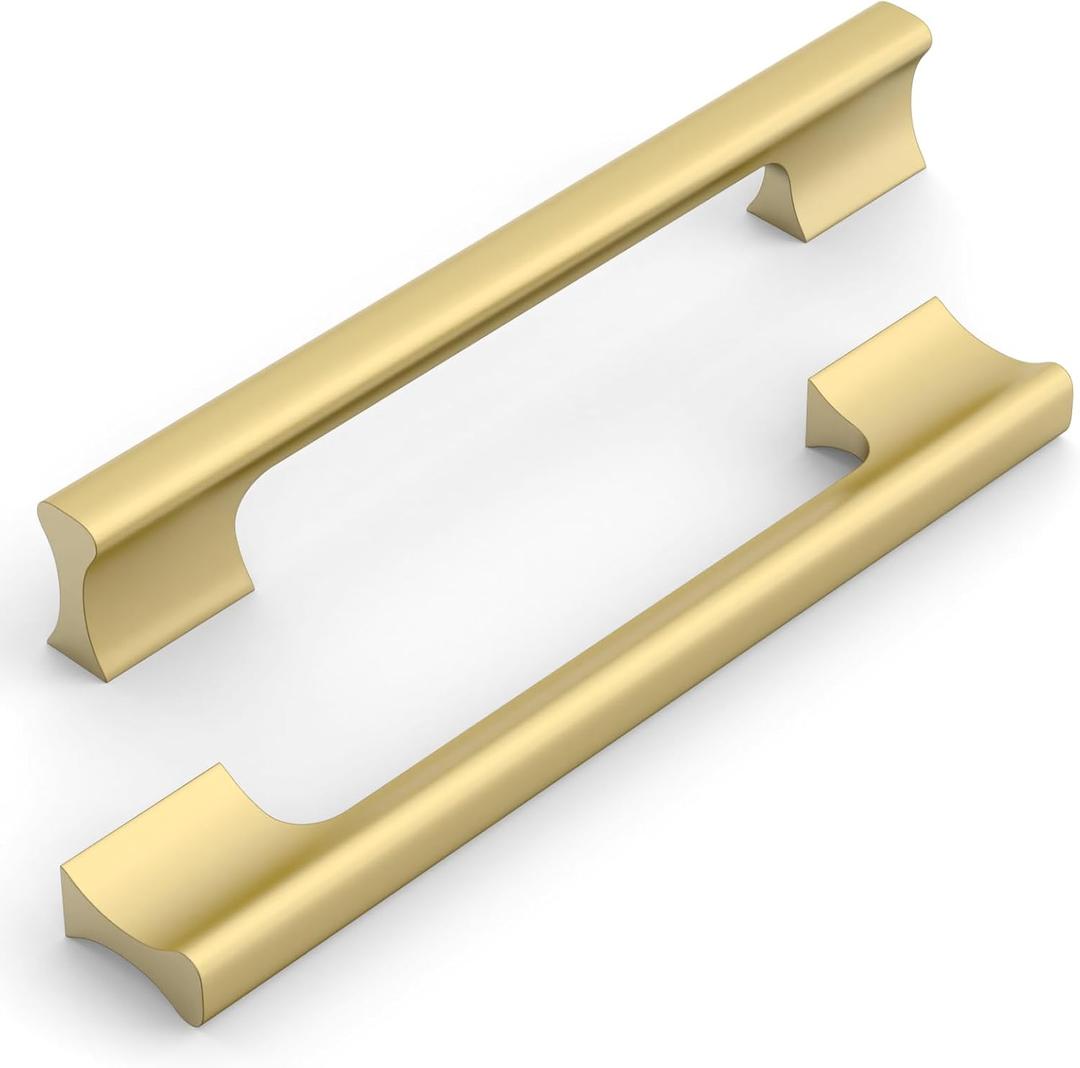 10 Pack 6.3 Inch(160mm) Kitchen Cabinet Handles Brushed Gold Cabinet Pulls Kitchen Cabinet Hardware Drawer Pulls for Cupboard Wardrobe