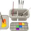 MyLifeUNIT Paint Brush Cleaner, Paint Brush Holder and Organizers with Palette for Acrylic, Watercolor, and Water-Based Paints (Grey)