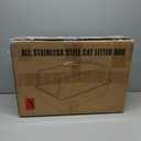 PETNF All Metal Cat Litter Box - All Stainless Steel Litter Box, Odor-Free Large Capacity with Included Litter Scoop, Leak-Proof High-Sided, Easy-to-Maintain for Big Cats & Multi-Cat Homes (1 Pack) (Silver White)