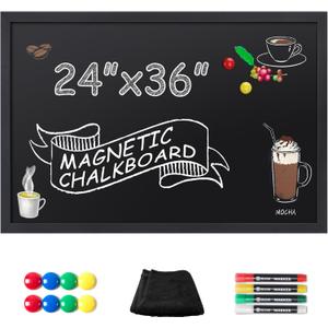 SELEAD Magnetic Chalkboard Words Sign - 24" x 36" Large Black Frame Wall Decor Bulletin Chalk Board for Menu, Business, Restaurant, Home Office