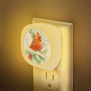 Bird Cardinal Night Light, Spring Cardinal Bird Cute Animals Dusk to Dawn Round Lamp Auto Sensor for Bathroom Hallway Living Room 3 items