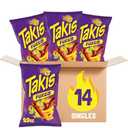 Takis Fuego Rolled Spicy Tortilla Chips, Hot Chili Pepper Lime Flavored, Multipack Box 14 Bags, 9.9 Ounces Each Best By March 09 2026