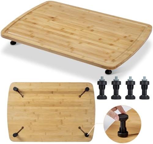 GarveeHome Bamboo Stovetop Cover Cutting Board with Legs and Juice Grooves, XXX Large Stove Top Cover for Gas Burners Stove Top, Cooktop Protector Noodle Board Stove Cover for RV Stove, Natural