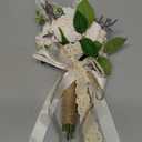 Wedding Bouquets for Bride Bridesmaid,White Champagne Artificial Roses Flowers for Wedding Church Decoration (7.5in)