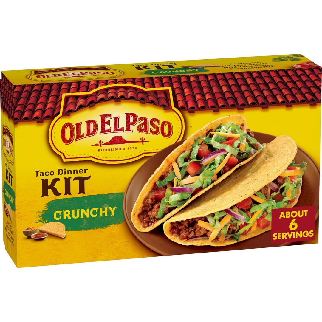 Old El Paso Crunchy Taco Dinner Kit with Taco Shells, Mild Taco Sauce, and Seasoning Mix, Easy Meal Prep, 12 Ct, 8.8 oz