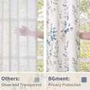 BGment Short Linen Curtains for Small Window 45 Inch Length 2 Panels, Boho Light Filtering Privacy Curtains for Farmhouse Bedroom Basement Bathroom, Cottage Leaf Design, Each 42 Inch Wide, Navy
