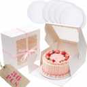 10"x10"x5" Cake Box, 36 Sets White Cake Box with Window ＆ 36 Sets 10" White Cake Round Boards, for Cake, Treat Cookie Dessert, Pastry, Birthday Party, Weddings, 10"x10"x5", 36Pcs