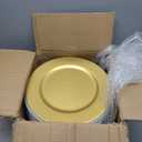 Zhehao 100 Pcs Charger Plates Bulk 13 Inch Round Wedding Chargers Plastic Plate Dinner for Wedding Party Baby Shower Table Setting Event Decoration(Gold)