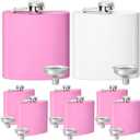 Dandat 9 Sets 6oz Wedding Hip Flasks for Liquor Bridesmaid Flasks Gift Stainless Steel Leakproof Thin Flasks with Funnel for Bridesmaid Proposal Bachelorette Party Favors (Pink Purple)
