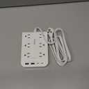 Surge Protector Power Strip, Flat Plug Extension Cord with Multiple Outlets, 6 AC, 4 USB (2 USB C), 5FT Outlet Extender Stick, Home Office Dorm Room Essentials, White
