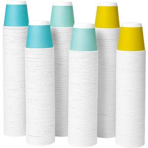 Tamone 600 Pack 3 oz Bathroom Cups, Small Paper Cups, Mouthwash Cups, Mini Paper Cups, Blue, Yellow, Green Disposable Paper Cups for Party, Picnic, BBQ, Travel, Home and Event