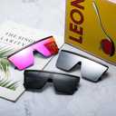 3 Pieces Square Oversized Sunglasses for Women Men Flat Top Large Black Frame Fashion Shades
