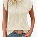 Womens Summer Tops Crew Neck Blouses Dressy Casual Short Sleeve Eyelet Hollow Out Shirts L