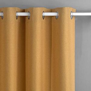 SINGINGLORY Blackout Curtain for Bedroom and Living Room, Grommet Linen Textured Darkening Curtains/Drapes Thermal Insulated 2 Panels Set (Yellow, 52x63 Inch)