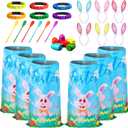 Civaner 30 Pcs Outdoor Games Set for Kids Includes 6 Bunny Potato Sack Race Bags 6 Egg and Spoon 6 Bunny Ears Headbands 6 Legged Relay Race Band for Game Party(Blue,Classic)