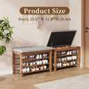 Solid Wood Shoe Bench with Storage, Flip-Top Soft-Close Lid, Adjustable Shelves, Cushioned Entryway Shoe Rack Organizer, 23.6"