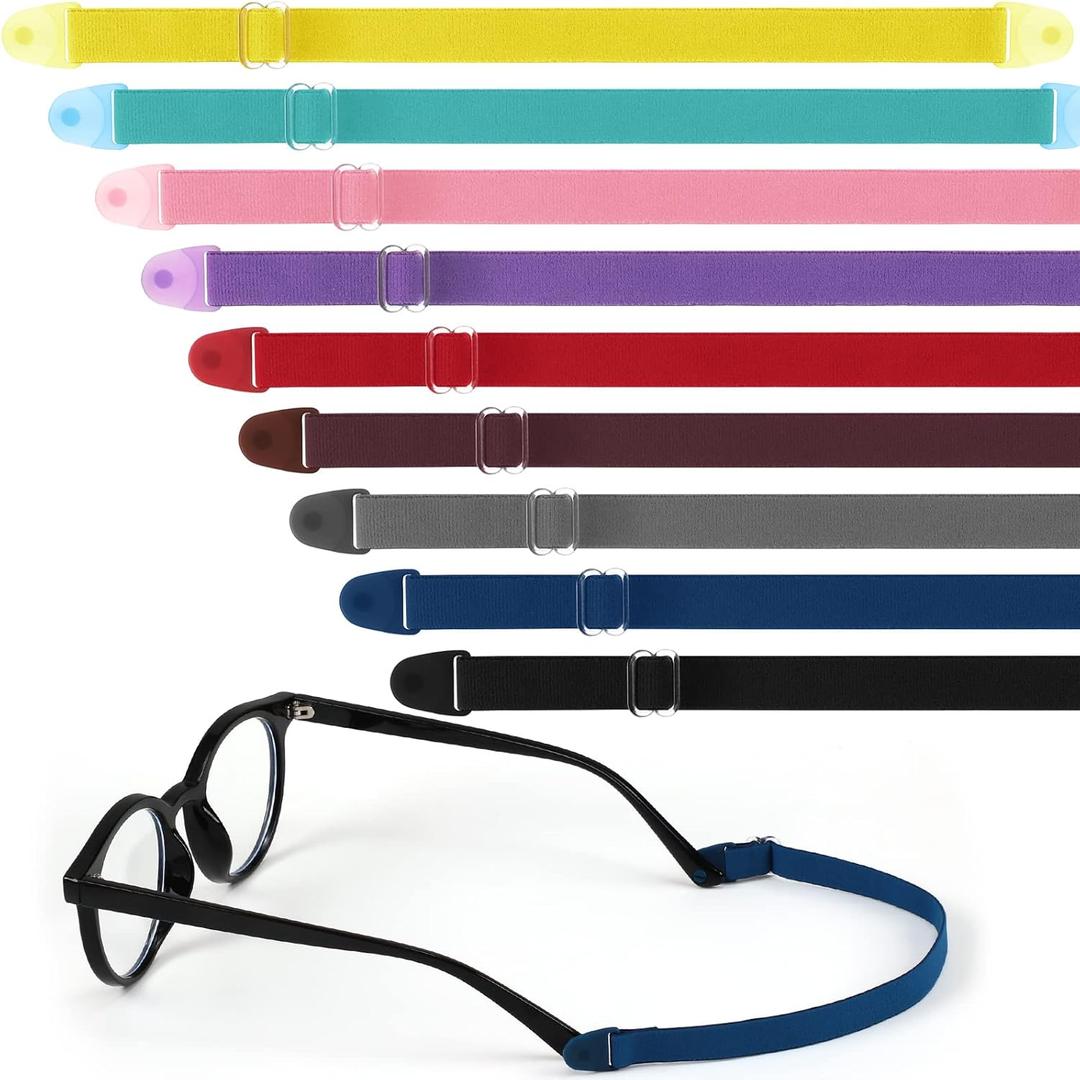 9 Pcs Kids Glasses Strap with Snap Button Elastic Adjustable Eyeglass Band Nonslip Glasses Holder for Kids Safety Eyewear Retainers for Toddler Sports Eye Glass Sunglasses Lanyard (Multicolored)
