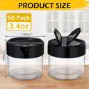 50 Pack 3.4 oz Plastic Spice Jars with Black Cap Empty Clear Spice Bottles Containers Seasoning Jars with Shaker Lids for Storing Herbs and Seasoning Powders Kitchen Restaurant Storage
