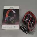 Wireless Bluetooth Headphones with Colorful LED Lights, Built-in Mic, Light Weight, Foldable, Wired HiFi Stereo Headphones for Classroom/Home Office/PC/Mobile Phone/Kids Adult (Black Red)