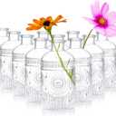 Kingrol 12 Pack Clear Glass Bud Vases, Small Vases for Flowers, Vintage Glass Bottles for Home Office Decor, Centerpieces for Wedding Table