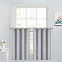 Yakamok 36 Inch Blackout Curtains Panels with Grommets - Room Darkening Thermal Insulated Window Drapes for Living Room/Bedroom,Light Grey, 52W x 36L, 2 Panels