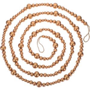Boao 10 Feet Christmas Wooden Beads Garland Gold Christmas Tree Garland Wall Hanging Prayer Beads for Holiday Home Rustic Farmhouse Natural Boho Decor