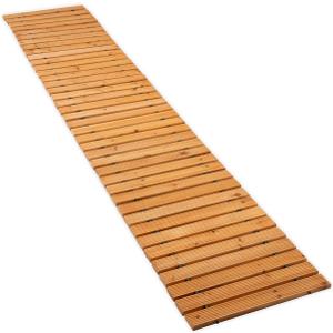 Plow & Hearth 8' Straight Outdoor Wooden Pathway | 18" Wide Rollout Outdoor Garden Walkway | Weather-Resistant Hardwood Cedar Board Walkway Landscape Edging | Decorative Lawn Patio Wedding Party