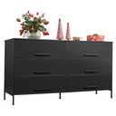 WLIVE 6 Drawer Dresser for Bedroom Large, Fabric Black Dresser TV Stand for 55, 60, 65, 70 inch TV, Wide Long Chest of Drawers with Deep Drawer for Closet, Bedroom, Living Room, Hallway