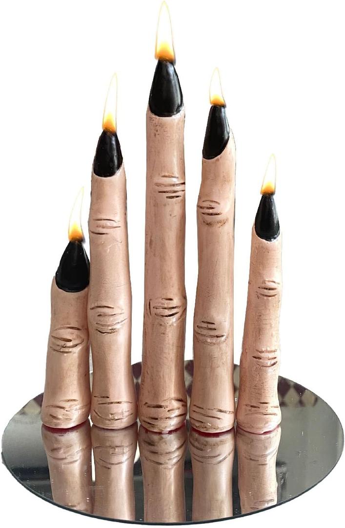 Halloween Taper Candles - Novelty Finger Candle Sticks for Holiday Decorations (Skeleton Primary Color)