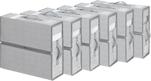 DIMJ Bed Sheet Organizers and Storage 6 Pack - Foldable Sheet Organizer for Linen Bedding Storage Box for organization, Sheets Set Holder for Blanke, Towel (King & Queen Size), Blended Grey