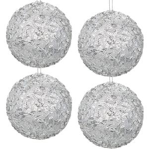 4 Pcs 4.7" Sequin Ornaments, Glitter Christmas Ball Ornaments, Sparkle Christmas Ornaments Christmas Ornaments Tree Decorations Silver Christmas Hanging Ball for Holiday Indoor Outdoor Decor