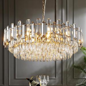 31.5" Modern Crystal Chandelier Gold 3-Tier Luxury Crystal Pendant Light 12-Light Ceiling Pendant Lighting for Dinning Room Living Room Foyer