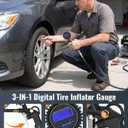 Digital Tire Pressure Gauge with Inflator, T500 Air Compressor Attachments, Heavy Duty Air Chuck with Rubber Hose and Quick Connect Coupler