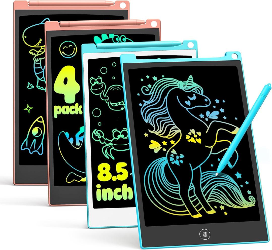 TECJOE LCD Writing Tablet, 8.5 Inch Colorful Drawing Board, Kids Travel Games Activity Learning Toys, Birthday Gifts for 3-8 Year Old Boys Girls Toddlers Preschooler (Blue Pink)