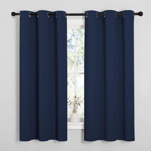 NICETOWN Light Blocking Thermal Insulated Solid Grommet Top Blackout Curtains/Drapes/Panels for Kid's Room (Navy, 1 Pair, 42 x 63 Inch)