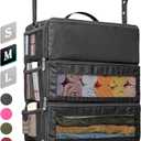 Suitcase Organizer, Travel Luggage Organizer Hanging Shelves Packing Cube Closet/Collapsible Portable Travel Organizer for Carry-on (Medium, Black-M-4 Tier)