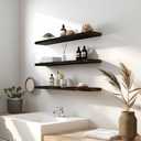 PHPH 24 Inch Wood Floating Shelves for Wall, Wooden Wall Shelves for Bedroom, Set of 6, Brown