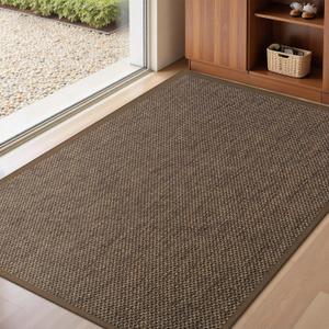 LEKEEPGO Door Mat 32"x47", Non Slip Door Mat Indoor Entrance, Rubber Backing Front Indoor Doormat Washable Absorbent Low-Profile Entryway Entry Resist Dirt Inside Door Mats, Brown, 2'8" X 3'11"