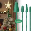 Universal Christmas Tree Topper Holder & Stabilizer Adapter - 4 Styles Set Topper Base with Adjustable Support Rod for Star, Angel & Finial Toppers, Fits Real & Artificial Trees (Green)