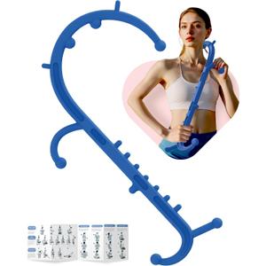 Back and Neck Massager for Pain Relief Deep Tissue, Upgraded Full Body Trigger Point Cane Massage Tools, Massage Stick Pressure Point Hook, Muscle Knot Remover Tool (Blue)