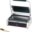 Commercial Panini Press With Grooved Grill Sandwich Maker Machine Electric Contact Grill Single (Large Smooth Top&Bottom)