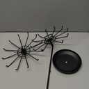 MyGift 2 Tier Black Metal Rotating Necklace and Bracelet Organizer Jewelry Stand with 24 Hooks, Multipurpose Accessory and Keychain Spinning Display Rack with Top Handle Card Holder