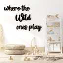 Kigley 5 Pcs Playroom Wall Decor 15.4" x 18" 3D Where The Wild Ones Play Nursery Sign Wooden Wall Art Decoration for Kids Toddler Room Decor Boys and Girls Kindergarten Bedroom Word Sign (Black)